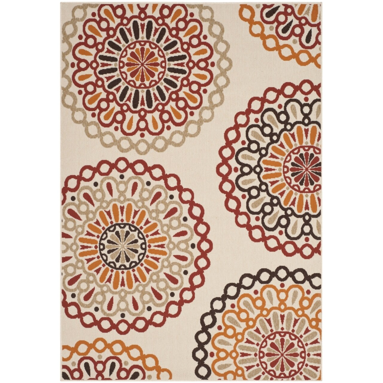 Safavieh Outdoor VER092-0313 Veranda Collection Creme / Red Rug
